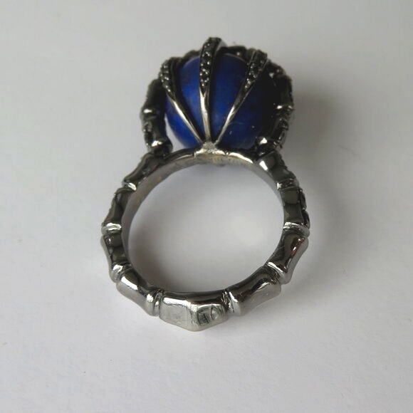 Stephen Webster "Verne" Bone Lapis Black Diamond 18k Gold Ring - Picture 9 of 17